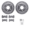 7212-48053 Drilled/Slotted Rotors w/Heavy-Duty Brake Pads Kit & Hardware [Silver], 1979-1998 GM, Position: Front - image 1