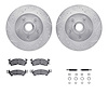 7212-48075 Drilled/Slotted Rotors w/Heavy-Duty Brake Pads Kit & Hardware [Silver], 1983-1992 GM, Position: Front