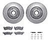 7212-48087 Drilled/Slotted Rotors w/Heavy-Duty Brake Pads Kit & Hardware [Silver], 1990-2002 GM, Position: Front
