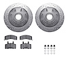 7212-48099 Drilled/Slotted Rotors w/Heavy-Duty Brake Pads Kit & Hardware [Silver], 1992-2002 GM, Position: Front - image 1