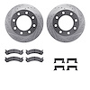 7212-48122 Drilled/Slotted Rotors w/Heavy-Duty Brake Pads Kit & Hardware [Silver], 1999-2020 GM, Position: Front - image 1