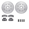 7212-48130 Drilled/Slotted Rotors w/Heavy-Duty Brake Pads Kit & Hardware [Silver], 2001-2002 GM, Position: Front - image 1