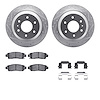 7212-48134 Drilled/Slotted Rotors w/Heavy-Duty Brake Pads Kit & Hardware [Silver], 2002-2009 GM, Position: Rear - image 1