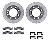 7212-48145 Drilled/Slotted Rotors w/Heavy-Duty Brake Pads Kit & Hardware [Silver], 2001-2020 GM, Position: Front - image 1