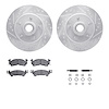 7212-51001 Drilled/Slotted Rotors w/Heavy-Duty Brake Pads Kit & Hardware [Silver], 1991-1996 GM, Position: Front - image 1