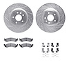 7212-54004 Drilled/Slotted Rotors w/Heavy-Duty Brake Pads Kit & Hardware [Silver], 2011-2012 Ford/Lincoln/Mercury/Mazda, Positio - image 1