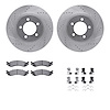 7212-54008 Drilled/Slotted Rotors w/Heavy-Duty Brake Pads Kit & Hardware [Silver], 2006-2010 Ford/Lincoln/Mercury/Mazda, Positio - image 1
