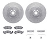 7212-54049 Drilled/Slotted Rotors w/Heavy-Duty Brake Pads Kit & Hardware [Silver], 1973-1973 Ford/Lincoln/Mercury/Mazda, Positio - image 1