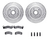 7212-54072 Drilled/Slotted Rotors w/Heavy-Duty Brake Pads Kit & Hardware [Silver], 1982-1987 Ford/Lincoln/Mercury/Mazda, Positio - image 1