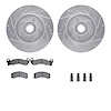 7212-55002 Drilled/Slotted Rotors w/Heavy-Duty Brake Pads Kit & Hardware [Silver], 1984-1987 Ford/Lincoln/Mercury/Mazda, Positio - image 1