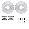 7212-55005 Drilled/Slotted Rotors w/Heavy-Duty Brake Pads Kit & Hardware [Silver], 2003-2005 Ford/Lincoln/Mercury/Mazda, Positio - image 1