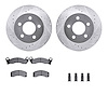 7212-56015 Drilled/Slotted Rotors w/Heavy-Duty Brake Pads Kit & Hardware [Silver], 1991-1994 Ford/Lincoln/Mercury/Mazda, Positio - image 1