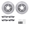 7212-56016 Drilled/Slotted Rotors w/Heavy-Duty Brake Pads Kit & Hardware [Silver], 1991-1994 Ford/Lincoln/Mercury/Mazda, Positio - image 1