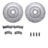 7212-56019 Drilled/Slotted Rotors w/Heavy-Duty Brake Pads Kit & Hardware [Silver], 1990-1991 Ford/Lincoln/Mercury/Mazda, Positio - image 1