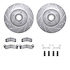 7212-56020 Drilled/Slotted Rotors w/Heavy-Duty Brake Pads Kit & Hardware [Silver], 1990-1991 Ford/Lincoln/Mercury/Mazda, Positio - image 1