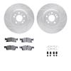 7212-63002 Drilled/Slotted Rotors w/Heavy-Duty Brake Pads Kit & Hardware [Silver], 2012-2018 Mercedes-Benz, Position: Front - image 1