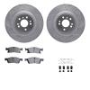 7212-63003 Drilled/Slotted Rotors w/Heavy-Duty Brake Pads Kit & Hardware [Silver], 2013-2019 Mercedes-Benz, Position: Front - image 1
