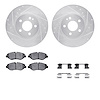 7212-63234 Drilled/Slotted Rotors w/Heavy-Duty Brake Pads Kit & Hardware [Silver], Fits Select Mercedes-Benz, Position: Front - image 1