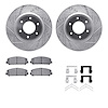 7212-67002 Drilled/Slotted Rotors w/Heavy-Duty Brake Pads Kit & Hardware [Silver], Fits Select Infiniti/Nissan, Position: Front - image 1
