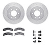 7212-67005 Drilled/Slotted Rotors w/Heavy-Duty Brake Pads Kit & Hardware [Silver], Fits Select Infiniti/Nissan, Position: Front - image 1
