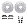 7212-67006 Drilled/Slotted Rotors w/Heavy-Duty Brake Pads Kit & Hardware [Silver], Fits Select Infiniti/Nissan, Position: Rear - image 1