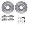 7212-68001 Drilled/Slotted Rotors w/Heavy-Duty Brake Pads Kit & Hardware [Silver], Fits Select Infiniti/Nissan, Position: Front - image 1