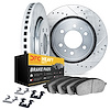 7212-72115 Drilled/Slotted Rotors w/Heavy-Duty Brake Pads Kit & Hardware [Silver], 2010-2011 Freightliner, Position: Front - image 1