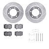 7212-76001 Drilled/Slotted Rotors w/Heavy-Duty Brake Pads Kit & Hardware [Silver], 2000-2002 Lexus/Toyota/Scion, Position: Front - image 1