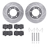 7212-76002 Drilled/Slotted Rotors w/Heavy-Duty Brake Pads Kit & Hardware [Silver], 2000-2007 Lexus/Toyota/Scion, Position: Front - image 1