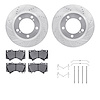 7212-76007 Drilled/Slotted Rotors w/Heavy-Duty Brake Pads Kit & Hardware [Silver], 2008-2021 Lexus/Toyota/Scion, Position: Front - image 1