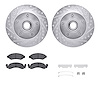 7212-99079 Drilled/Slotted Rotors w/Heavy-Duty Brake Pads Kit & Hardware [Silver], 1973-1985 Ford/Lincoln/Mercury/Mazda, Positio - image 1