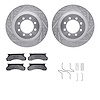 7212-99083 Drilled/Slotted Rotors w/Heavy-Duty Brake Pads Kit & Hardware [Silver], 1975-1986 Ford/Lincoln/Mercury/Mazda, Positio - image 1