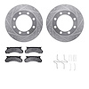 7212-99086 Drilled/Slotted Rotors w/Heavy-Duty Brake Pads Kit & Hardware [Silver], 1976-1979 Ford/Lincoln/Mercury/Mazda, Positio - image 1