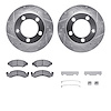 7212-99092 Drilled/Slotted Rotors w/Heavy-Duty Brake Pads Kit & Hardware [Silver], 1976-1985 Ford/Lincoln/Mercury/Mazda, Positio - image 1