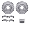 7212-99095 Drilled/Slotted Rotors w/Heavy-Duty Brake Pads Kit & Hardware [Silver], 1983-1992 Ford/Lincoln/Mercury/Mazda, Positio - image 1