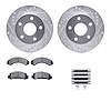7212-99103 Drilled/Slotted Rotors w/Heavy-Duty Brake Pads Kit & Hardware [Silver], 1990-1997 Ford/Lincoln/Mercury/Mazda, Positio - image 1