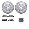 7212-99107 Drilled/Slotted Rotors w/Heavy-Duty Brake Pads Kit & Hardware [Silver], 1991-1994 Ford/Lincoln/Mercury/Mazda, Positio - image 1
