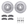 7212-99121 Drilled/Slotted Rotors w/Heavy-Duty Brake Pads Kit & Hardware [Silver], 1995-1997 Ford/Lincoln/Mercury/Mazda, Positio - image 1