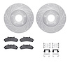7212-99122 Drilled/Slotted Rotors w/Heavy-Duty Brake Pads Kit & Hardware [Silver], 1995-1997 Ford/Lincoln/Mercury/Mazda, Positio - image 1