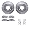 7212-99134 Drilled/Slotted Rotors w/Heavy-Duty Brake Pads Kit & Hardware [Silver], 1997-2004 Ford/Lincoln/Mercury/Mazda, Positio - image 1