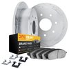 7212-99137 Drilled/Slotted Rotors w/Heavy-Duty Brake Pads Kit & Hardware [Silver], 1997-2004 Ford/Lincoln/Mercury/Mazda, Positio - image 2