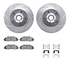 7212-99158 Drilled/Slotted Rotors w/Heavy-Duty Brake Pads Kit & Hardware [Silver], 2000-2004 Ford/Lincoln/Mercury/Mazda, Positio - image 1