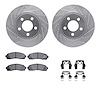 7212-99161 Drilled/Slotted Rotors w/Heavy-Duty Brake Pads Kit & Hardware [Silver], 2001-2005 Ford/Lincoln/Mercury/Mazda, Positio - image 1