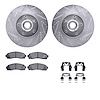 7212-99165 Drilled/Slotted Rotors w/Heavy-Duty Brake Pads Kit & Hardware [Silver], 2001-2005 Ford/Lincoln/Mercury/Mazda, Positio - image 1