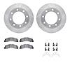 7212-99168 Drilled/Slotted Rotors w/Heavy-Duty Brake Pads Kit & Hardware [Silver], 1999-2005 Ford/Lincoln/Mercury/Mazda, Positio - image 1
