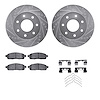 7212-99185 Drilled/Slotted Rotors w/Heavy-Duty Brake Pads Kit & Hardware [Silver], 2004-2008 Ford/Lincoln/Mercury/Mazda, Positio - image 1