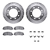 7212-99200 Drilled/Slotted Rotors w/Heavy-Duty Brake Pads Kit & Hardware [Silver], 2005-2011 Ford/Lincoln/Mercury/Mazda, Positio - image 1