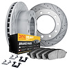 7212-99266 Drilled/Slotted Rotors w/Heavy-Duty Brake Pads Kit & Hardware [Silver], Fits Select Ford/Lincoln/Mercury/Mazda, Posit - image 1