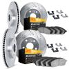 7214-40228 Drilled/Slotted Rotors w/Heavy-Duty Brake Pads Kit & Hardware [Silver], 2006-2006 Mopar, Position: Front and Rear - image 1