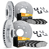 7214-54064 Drilled/Slotted Rotors w/Heavy-Duty Brake Pads Kit & Hardware [Silver], 2004-2008 Ford/Lincoln/Mercury/Mazda, Positio - image 1
